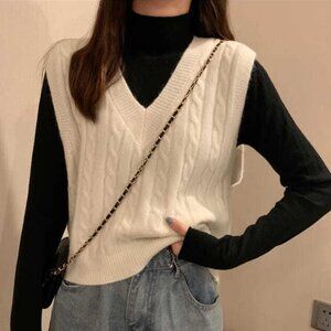 Cable Knit Sweater Vest | Beige | Soft & Cozy   Stylish beige cable knit sweater
